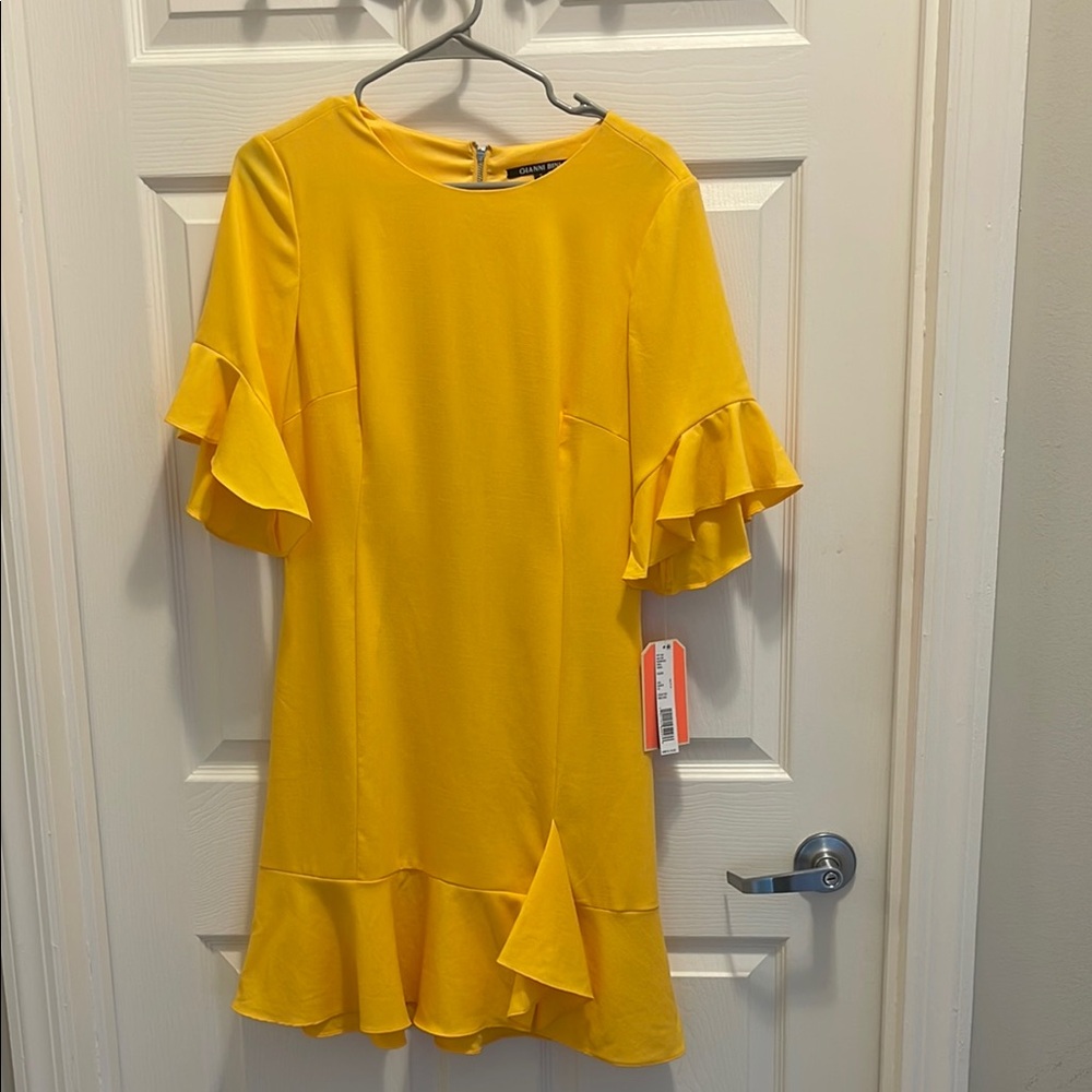 Gianni Bini Yellow Ruffle Sleeve Dress